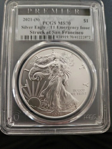 2021 (S) T1 シルバー アメリカンイーグル PCGS MS70 ファーストストライク エマージェンシー イシュー SF ミント