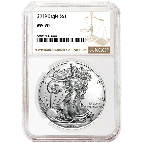 2019年 1ドル アメリカン シルバー イーグル NGC MS70 ブラウンラベル