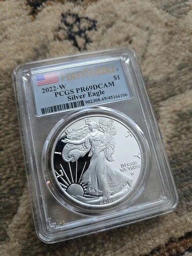 2022-W プルーフ 1ドル アメリカン シルバー イーグル PCGS PR69DCAM FS フラッグラベル