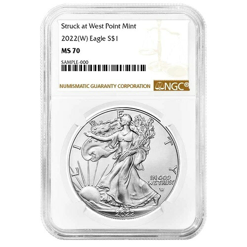 2022年 (W) 1ドル アメリカン シルバー イーグル NGC MS70 ブラウンラベル