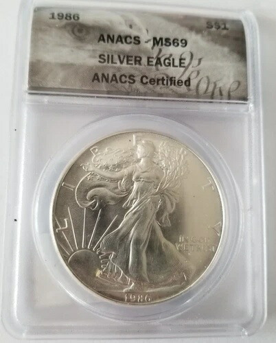 1986年アメリカンシルバーイーグル - 1オンス .999 シルバー - ANACS MS69