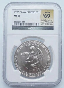 1997年 P 法務官記念銀貨 $1 NGC MS 69 最高額コイン - U155