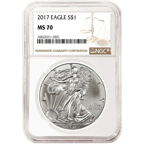 2017年 1ドル 1オンス アメリカンシルバーイーグル NGC MS70 ブラウンラベル