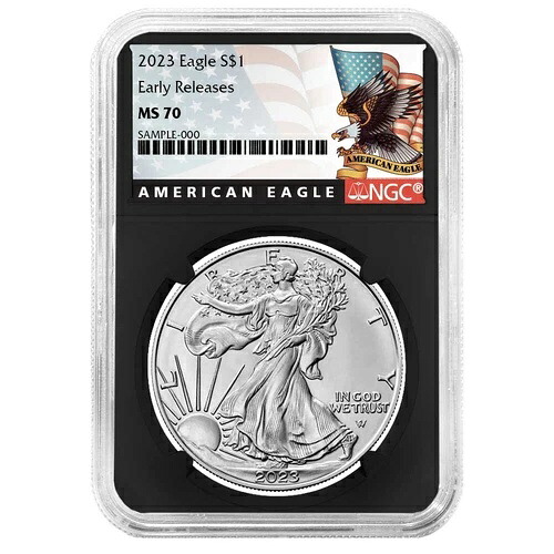 2023年 1ドル アメリカン シルバー イーグル NGC MS70 ER ブラックラベル レトロコア