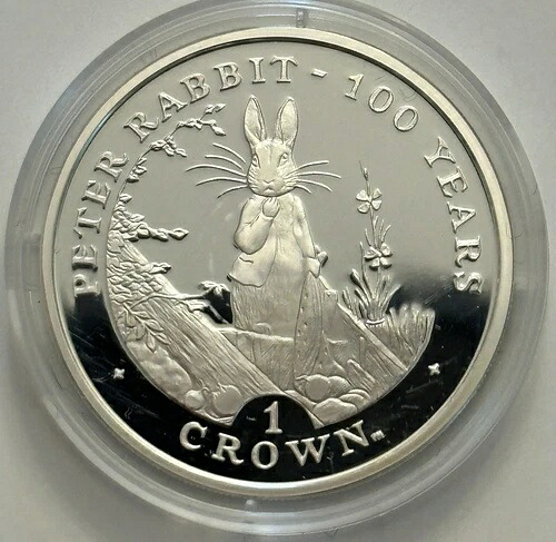 2002年 ジブラルタル 1オンス .925 シルバー ピーターラビット プルーフコイン 箱・鑑定書付き 48,180円