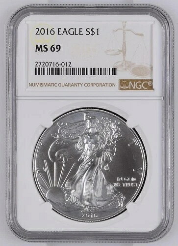 2016年 - 1ドル - 1オンス - アメリカンシルバーイーグル - NGC MS69 ブラウンラベル - シミなし
