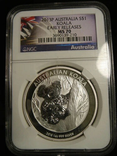 2013年 P オーストラリア 1ドル銀貨 1オンス シルバーコアラ NGC MS70 早期リリース