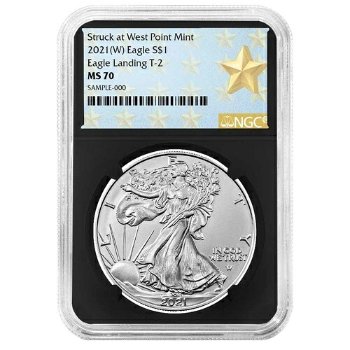 2021 (W) $1 タイプ 2 アメリカン シルバー イーグル NGC MS70 ウェスト ポイント スター ラベル レトロ...