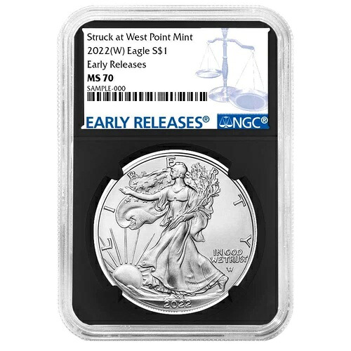 2022年 (W) $1 アメリカン シルバー イーグル NGC MS70 ER ブルーラベル レトロコア