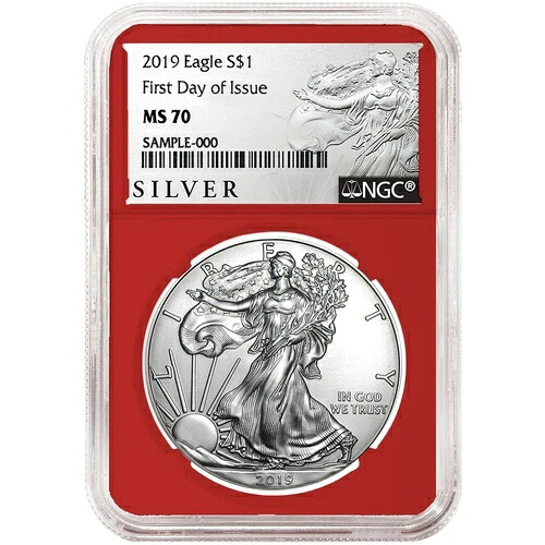 2019年 1ドル アメリカン シルバー イーグル NGC MS70 FDI ALSラベル レッドコア