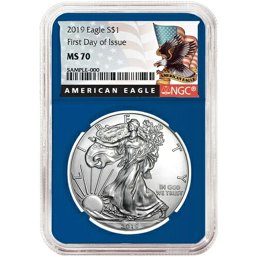2019年 1ドル アメリカン シルバー イーグル NGC MS70 FDI ブラックラベル ブルーコア