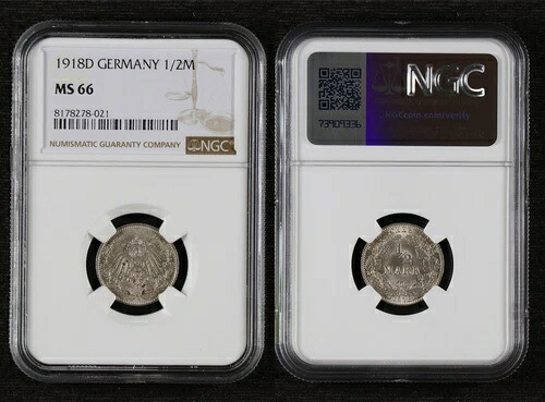 1918D ドイツ 1/2M NGC MS 66