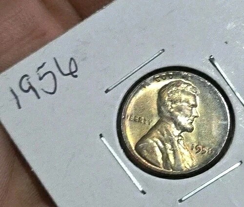 AU 1956 D トーン加工 ウィートペニー 縁に「L」の文字（Liberty on Rim）が印刷されています。希少品