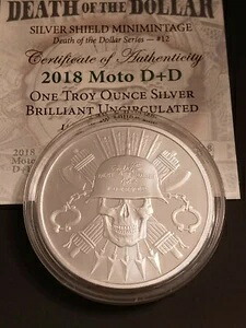 1オンス シルバー ラウンド 2018 Moto D+D シルバー シールド COA 付き 96,800円
