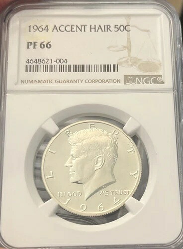 1964年 50セント（プルーフ）ケネディ・ハーフアクセントヘア NGC PF66