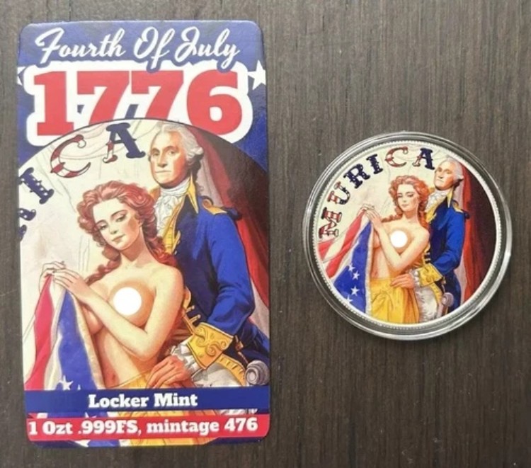 Murica 1オンス .999 シルバー アート ラウンド ノーティ カラーバージョン ロッカーミント