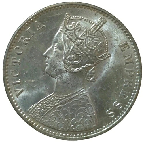 光沢のある英国インドヴィクトリア銀貨 ルピー 1901 C カルカッタ造幣局 高品位 HL2