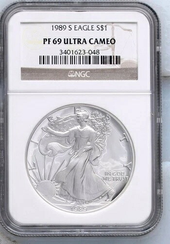 1989年 サウスアメリカン シルバーイーグル NGC PF-69 ウルトラカメオ