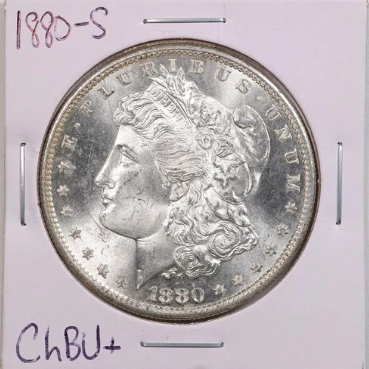 1880-S 1ドルモルガン銀貨、チョイスBU+コンディション #5699
