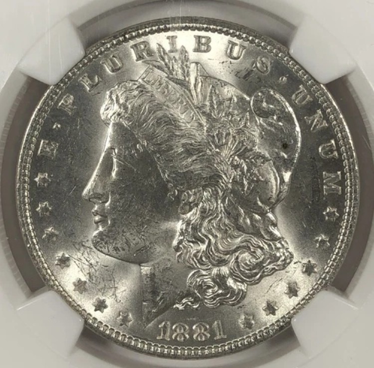 1881年モルガン・ダラー1.00。NGC MS62。 58,080円