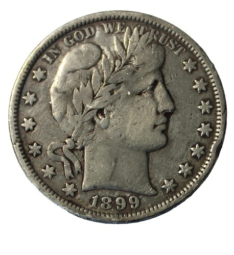1899年 バーバー ハーフドル 非常に良質 VF コイン - 縁付き DING-KTU-006