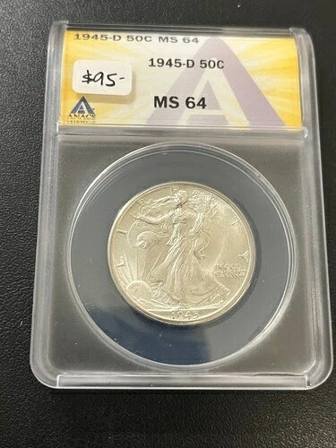 1945年 D ウォーキング リバティ ハーフ ダラー ANACS MS-64 - 未流通 - 認定 - 50セント