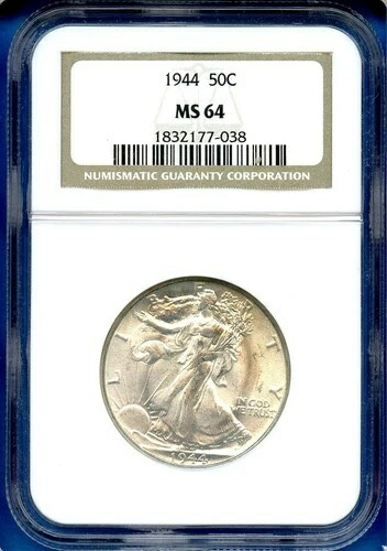 1944年 P NGC MS64 ウォーキング・リバティ ハーフドル 50セント 米国造幣局 銀貨 1944-P MS-64