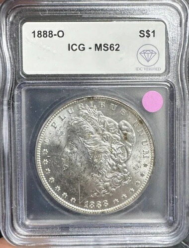 1888年 O モルガン銀貨 ICG MS-62 IDC 検証済み（若干の変色あり）