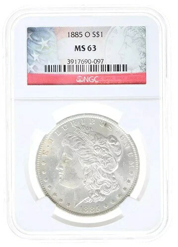 1885年 O モルガン銀貨 NGC MS-63