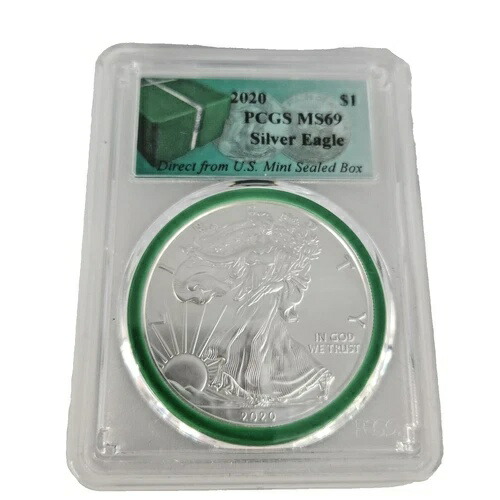 2020年 アメリカンイーグル シルバードル PCGS MS69 グリーンラベル 米国造幣局 未開封箱 J248
