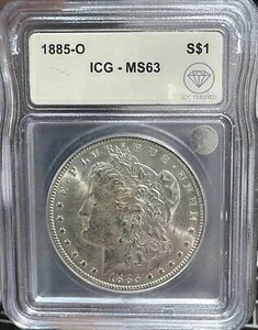 1885年 O モルガン銀貨 ICG MS-63 IDC 検証済み（若干の変色あり）