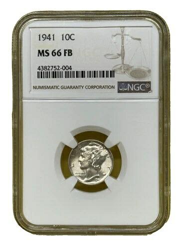 1941-P マーキュリーダイム 10C NGC MS66FB ブラストホワイト
