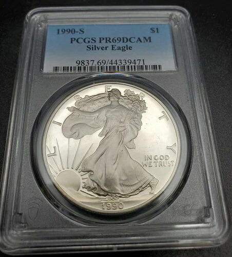 1990-S 1ドル プルーフ シルバー イーグル PCGS PR69DCAM