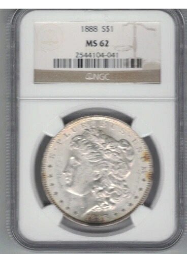 1888年 P モーガン シルバードル ~ NGC MS62 表面に若干の変色あり ~ 送料無料
