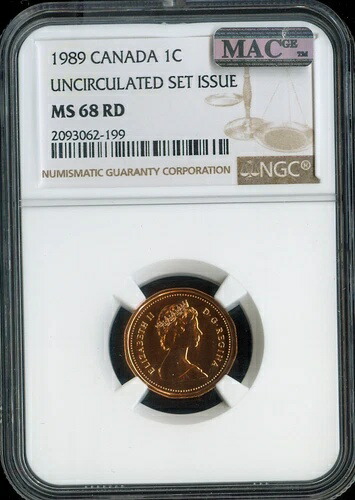 1989年カナダスモールセント1C NGC MS68 RD MAC - 品質
