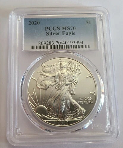 2020 P 1オンス ASE アメリカンシルバーイーグルコイン PCGS MS70 ファーストストライク 1オンス BU