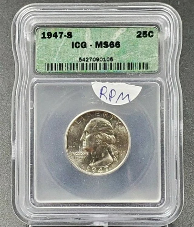 1947年 S S/S ワシントン シルバー クォーター バラエティコイン ICG MS66 RPM付き 58,080円
