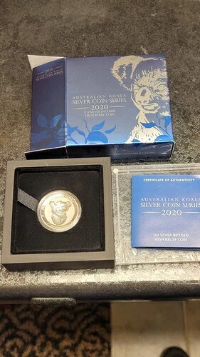 2020年 オーストラリア 1ドル銀貨（高浮き彫りコアラ刻印入り）1オンス