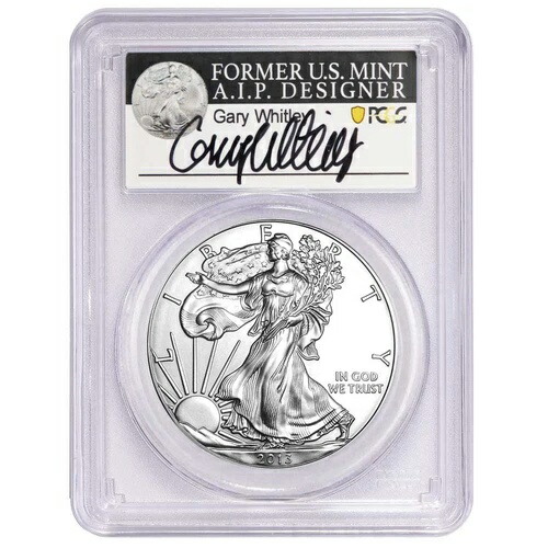 2013年 1ドル アメリカン シルバー イーグル PCGS MS70 ゲイリー・ホイットリー署名ラベル