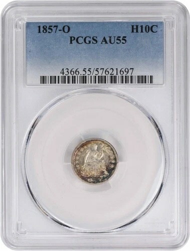 1857-O 自由の女神像 シルバー ハーフダイム AU55 PCGS トーン