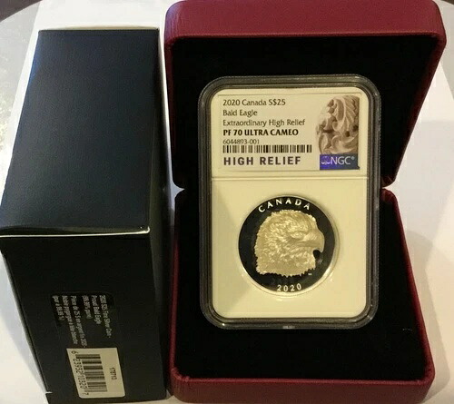 2020 カナダ プラウド ハクトウワシ シルバー コイン NGC PF70 並外れた高浮き彫り 25 ドル!