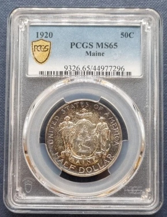 1920年 メイン州記念ハーフドル PCGS MS65 ++ トーン ++ 未流通 #91070
