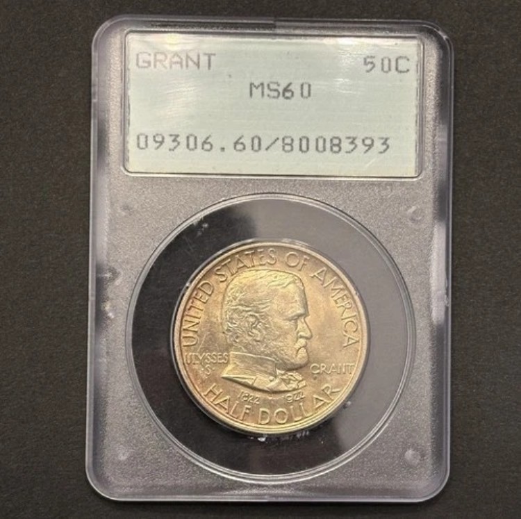 1922年グラント記念ハーフドル ? PCGS MS60 ラトラー ?? ゴールドトーンの表面