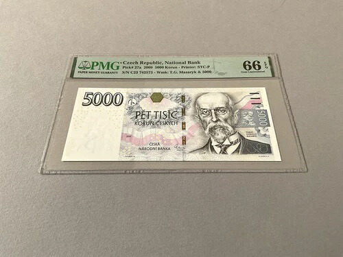 チェコ共和国 5,000 コルン P-27a 2009 PMG 66 EPQ