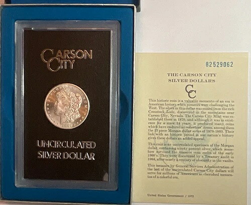 1882年 CC GSA モーガン銀貨 - 美しいクリーンフィールド - 箱/品質証明書付き