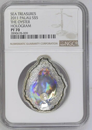 5ドル 2011年 パラオ シー トレジャーズ オイスター シルバー プルーフ NGC PF70 トップ