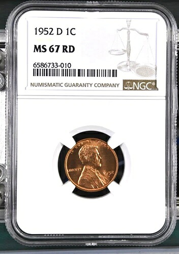 1952年 Dリンカーン・ウィート・セント：素晴らしいNGC MS 67レッド・クレイジー・ロー・ポップ～送料無料