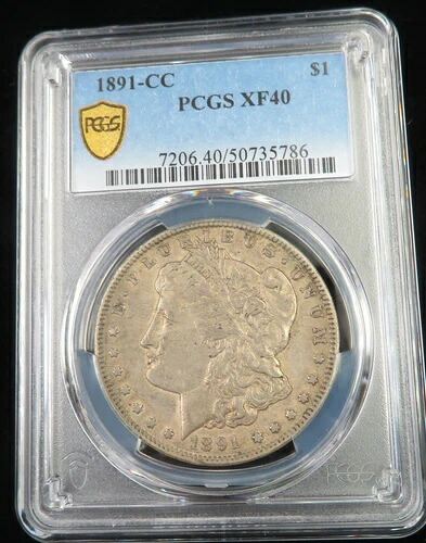 1891-CC モルガン・ダラー、XF40 PCGS ロット番号 2304