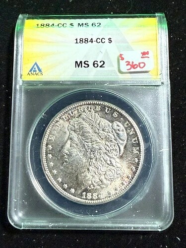 1884 CC モーガン・ダラー ANACS MS 62