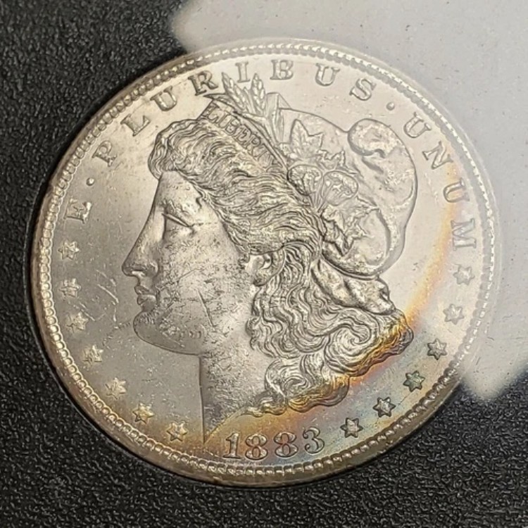 1883-CC 1ドルモルガン銀貨 - レインボークレセント調 - GSA 箱付き - B2302